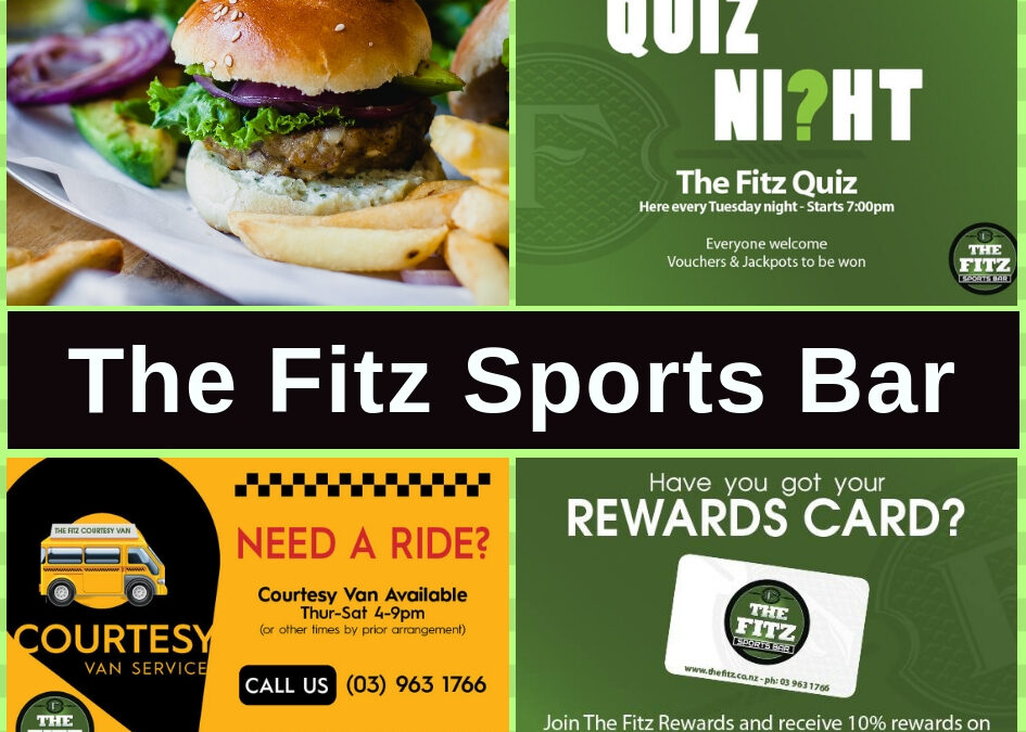 The Fitz Sports Bar Christchurch, Restaurant Menu & Pokies Gaming Lounge